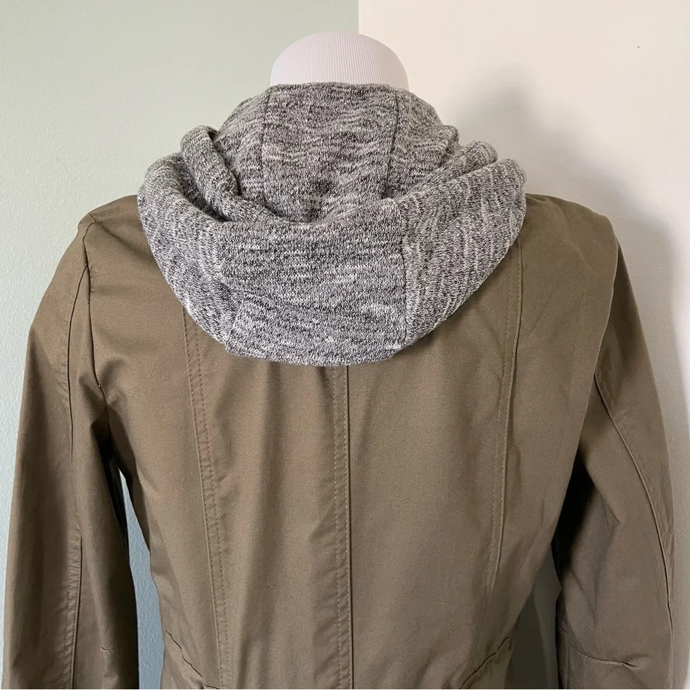 Love Tree Women’s Hooded Double Zip Army Green Utility Jacket Size Small - Picture 11 of 13